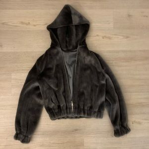 Helmet Lang grey fur coat